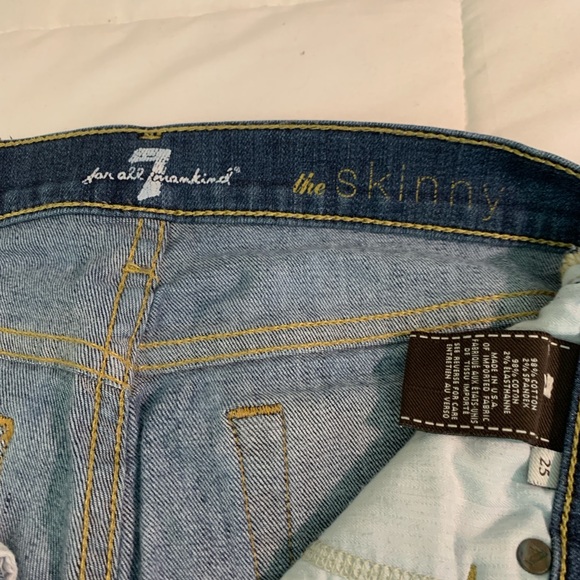 7 For All Mankind Blue the Skinny Jeans Classic Fit Sz 25 - Picture 3 of 14